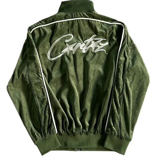 corteiz Velor tracksuit top – Green thumbnail 2