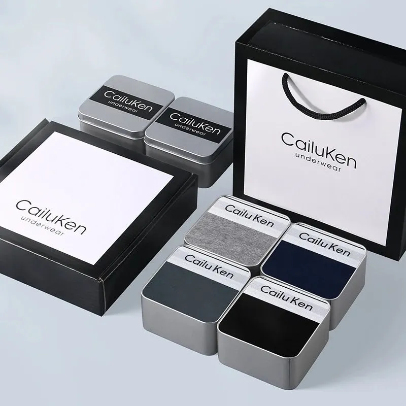 QARIEN&CK男士内裤纯棉透气四角裤男平角裤青年送男朋友礼盒装 (25) - Image 1