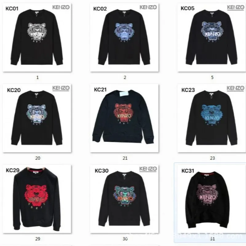 Cross border delivery of trendy brand autumn and winter style tiger head Kenzo embroidered couple s same style fashionable and versatile pure cotton round neck sweatshirt 33 - Image 1
